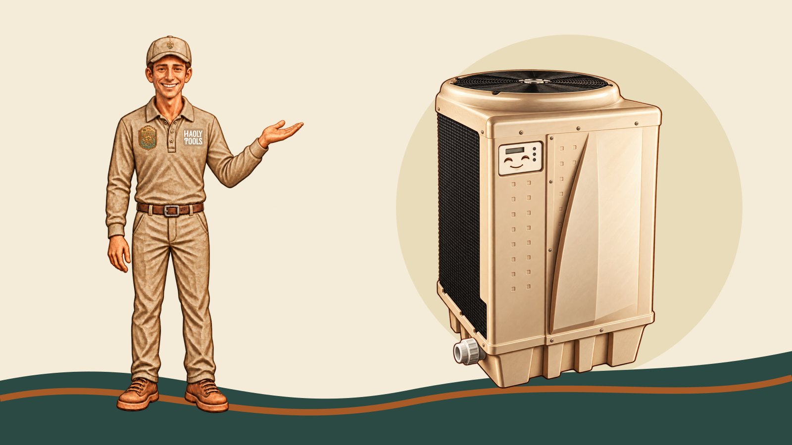 Garrett presents a carved-style electric pool heat pump illustration.