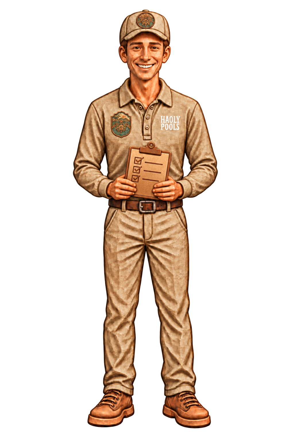 Illustrated Garrett holding a clipboard.