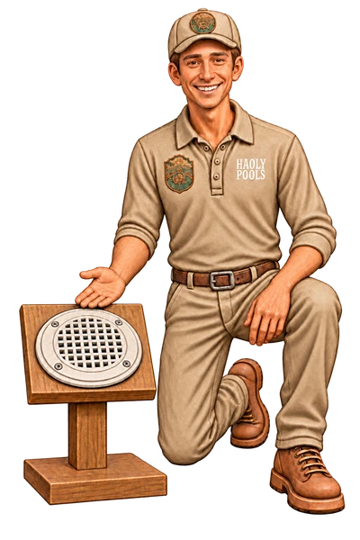 Garrett demonstrating a disconnected drain cover